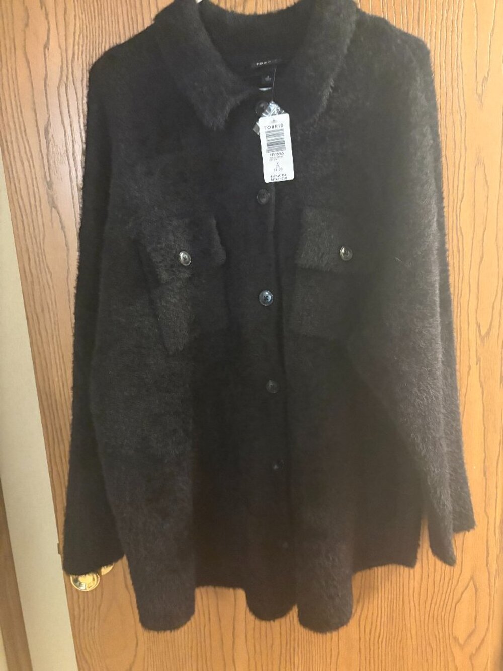 NWT TORRID 2X 18-20 Black Furry Button Front Shacket (sweater or jacket)